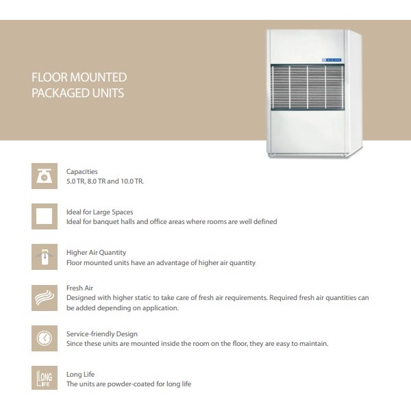 Blue Star VRF Floor Mounted Packaged Units Specifications